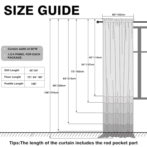Cortinas de gasa semitransparentes 152x228 cm en pack de 2 paneles 7