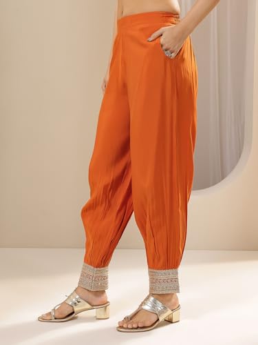 Image of Libas Embroidered Silk Blend Straight Kurta with Salwar and Dupatta