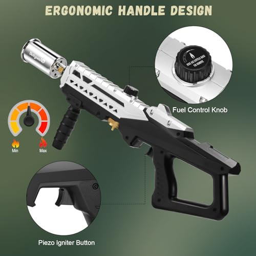 Image of Powerful Propane Grill Torch Gun - Cooking Torch - Flame Thrower Blow Torch Gun - Adjustable Flamethrower for BBQ, Camping, Campfire, Weilding, Searing Steak, Weeding(Tank Not Included)