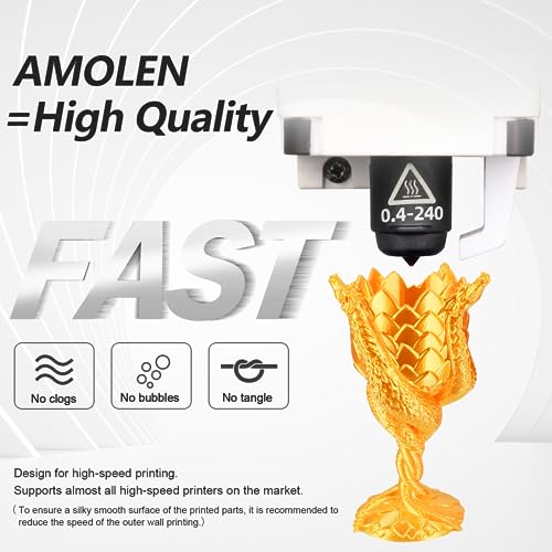 Image of AMOLEN PLA 3D Printer Filament PLA Filament 1.75mm Silk Filament Bundle,Gold, Silver,Bronze, Red Copper,3D Printing Filament Bundle, 200gX 4 Spools