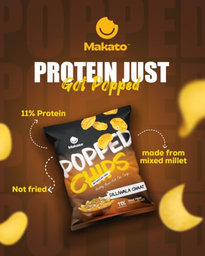 Image of Makato Teekha Treat Pack, Pack of 5 (2 Hot Chilli + 2 Dilliwala + 1 Achari) | Crispy & Light Snack | Non-Fried Low Oil Chips | Crunchy Namkeen for Tea Time & Anytime Munching | Light Texture