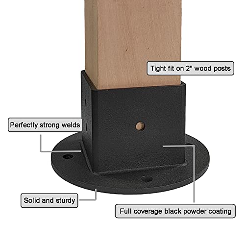 Wpbhk 4Pcs Floor Flange 2X2 Post Anchor Base Heavy Duty Solid Square Fence Pole Base Black Wall Mount Brackets Kit For Deck Railing Mailbox #TOP2
