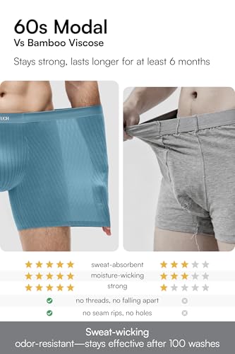 GOOTUCH Men's Modal Breathable Underwear, Moisture Wicking Odor Control Boxer Briefs, Ultra-Soft Stretch Seamless(2&4 pack)4