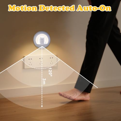 Image of Attivolife Cat Magnetic Motion Sensor Light, Rechargeable Locker Night Lamp Dimmable, Warm White LED, Bedroom Hallway Stair Bathroom Kitchen
