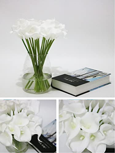 NatureMan 10pcs Artificial Calla Lily Flowers 13" PUTrue Touch FlowerHome Kitchen & Wedding Party Decoration (White) - Image 3