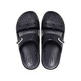 Crocs Men's and Women's Classic Two-Strap Slide Sandals, Black, 9 Women/7 Men