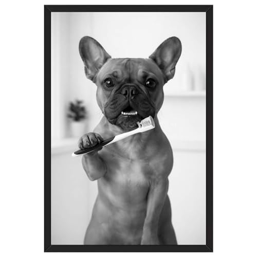 Vintage French Bulldog Canvas Wall Art, Framed, 16x24