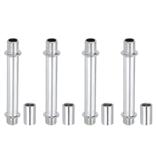 Image of PATIKIL Straight Pipe Lamp Stems Rod Kit, 4Set M10 Carbon Steel 70mm(2.76 inch) Long Double End Thread Rod with Coupling Nuts Sleeve Connector for Table Lamps Chandeliers, Silver Tone