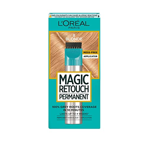 L'Oreal Paris L'Oréal Paris Magic Retouch Corrector permanente de raíces, tinte para retocar canas, Rubio 8