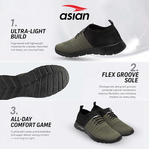 Image of ASIAN Storm-02 Men's Walking Shoes with Stretch-Knit Fit, Nitro Capsule Cushioning & Flexible Lightweight Sole