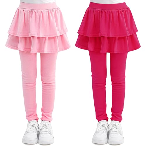 Cooraby 1/2/3 Pack Girls Leggings Toddler Girl Pants School Uniform Pants Warm Stretchy Skirt Leggings for Girls 2-14 Years