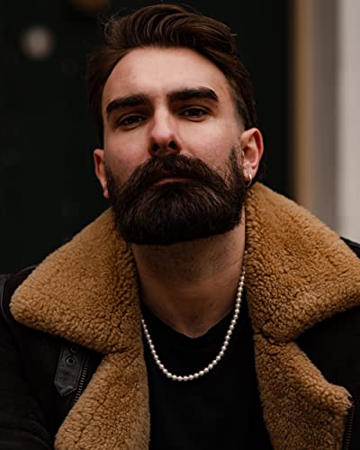 Forge & Foundry Men's 6Mm Shell Pearl Necklace With Polished Stainless Steel Artist-Designed Custom Beads #TOP4