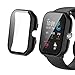 Compatible with Amazfit GTS 4 Mini Case, Lamshaw Hard PC Bumper Protective Case with Tempered Glass Screen Protector Compatible with GTS 4 Mini Smart Watch (Black)