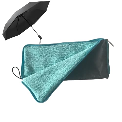 QARIDO - Sacs pour parapluies mouillés | Sac de parapluie pliant en chenille avec fermeture éclair, housse de parapluie durable, sac de parapluie pliant à forte absorption d'eau pour la maison, l'extérieur