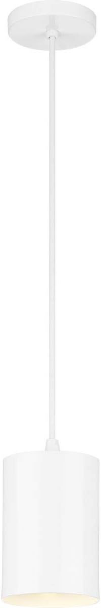 Progress Lighting Cylinder Collection 5-Inch 1-Light White Modern Outdoor Hanging Pendant Light