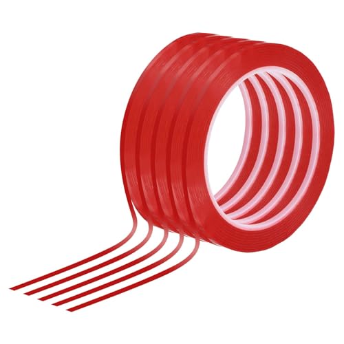TOP-VIGOR Whiteboard Tape 3mm 1/8", 5 Thin Self Adhesive Marking Tape for White Board Grid Lines Charts DIY Crafts and Classroom Accessories, Red