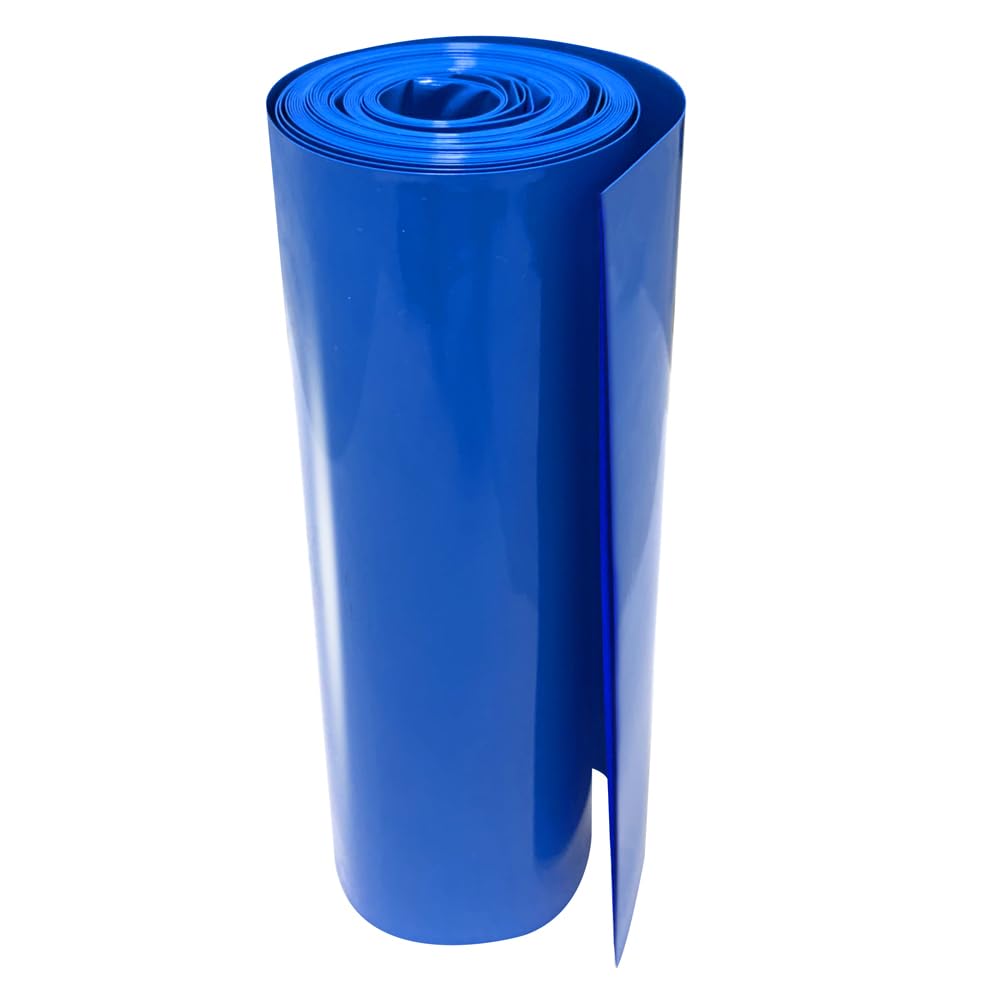 MatchWhiz Flat Width 5.9in(150mm) and Length 16.4ft PVC Heat Shrink Wrap Tube for 18650 21700 Lithium Battery DIY Battery Packs Blue