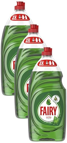 Fairy Ultra Lavavajillas a Mano, Óptimo Poder Antigrasa, 820 ml (Paquete de 3)