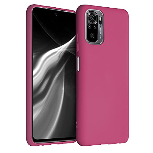 kwmobile Funda para Xiaomi Redmi Note 10 / Note 10S Carcasa - Ultrafina de TPU y Silicona con Bordes elevados anticaídas - Rojo Granada