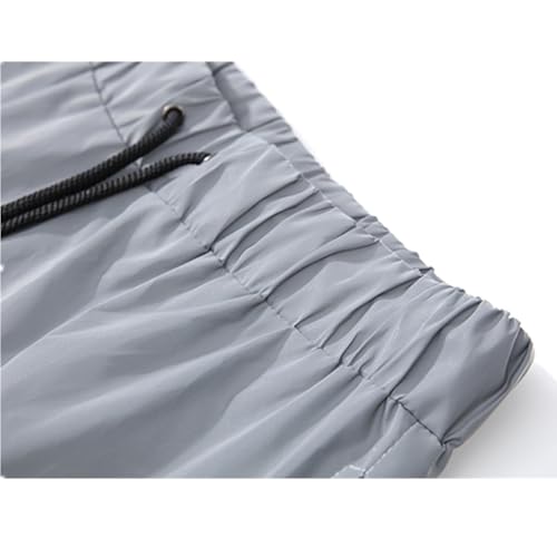 Brother Wang Reflective Athletic Jogger Pants, Elastic Waist with Drawstring,(31-L) Grey