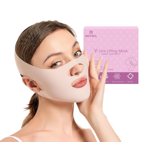 Image of V-Line Face Lifting Mask Chin up Mask for Sleeping & Jaw Shaper,Double Chin Reducer Chin Strap for Face Slimming & Sculpting,Tightening Band for Neck & Cheek (Pink)