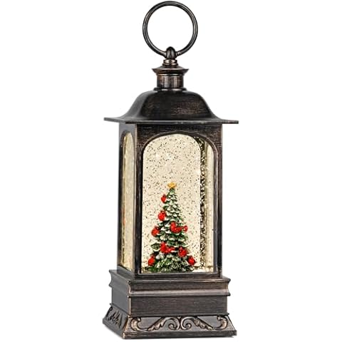Kikth Snow Globe Christmas Decorations, 6H Timer Lighted Snow Globe Lantern Musical Snow Globe for Christmas Festival Decor (Xmas Tree & Cardinals) Cover