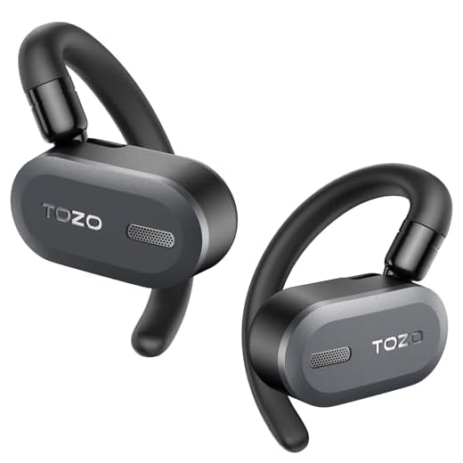 TOZO Open Buds Lightweight True Wireless Earbuds with Multi-Angle Adjustment, Bluetooth 5.3 Headphones with Open Ear Dual-Axis Design for Long-lasting Comfort, Crystal-Clear Calls for Driving, Meeting