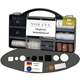 NORANA Filzgleiter selbstklebend für Stühle inkl. Box I 300 Teile I Möbelgleiter als Parkettschoner [eckig und rund] Stuhlgleiter I Filzstopper I Bodengleiter I Gleiter als Untersatz für Stuhl