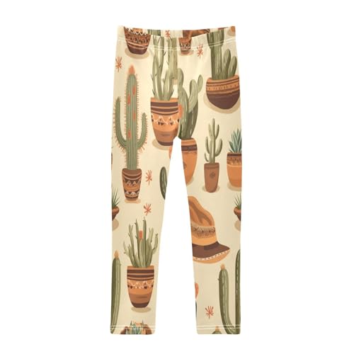 Bolaz Toddler Girls Leggings Printed Yoga Pants Leggings Cowboy Hat Cactus for Kids