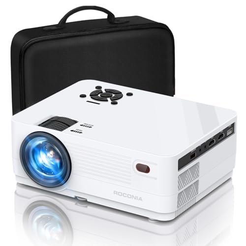 Image of Projector with 5G WiFi and Bluetooth, Native 1080P Projector, Full HD 18000LM Movie Projector, 100" Display Home Theater, Compatible with Phone/Laptop/TV Stick (White, Projector Bag Included)
