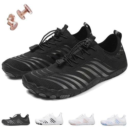 Zapatos de conexión a Tierra con Cobre, Calzado Descalzo de conexión a Tierra, Zapatos de Senderismo Descalzos para Mujer, Suaves y cómodos (C-Black,39)
