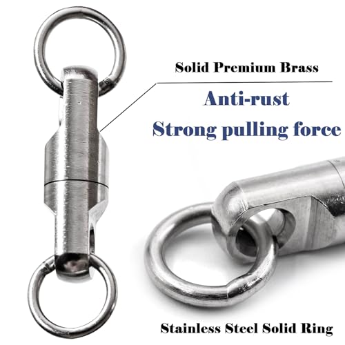 FishTrip Heavy Duty Swivels Fishing Tackle, 10pcs Big Game Bullet Swivels Saltwater for Surf Fishing Sea Catfish (Size 2