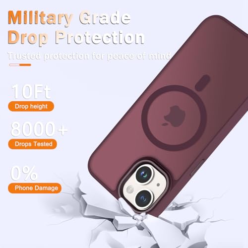 Image of YENAPOON for iPhone 14 Plus Case, Matte Magnetic Phone Case, Wine Red