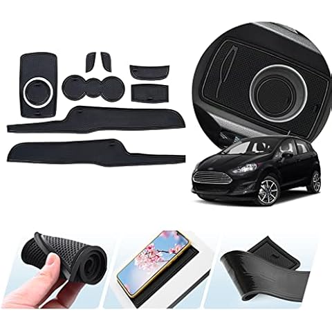 ZCLINKO Compatible with Ford Fiesta MK7 2008-2012 Non-Slip Mats Rubber Mats for Centre Console, Armrest Storage, Cup Holder, Non-Slip, Door Slot, Car Interior Accessories, Cushion Mat 9 Pieces (Black) Cover