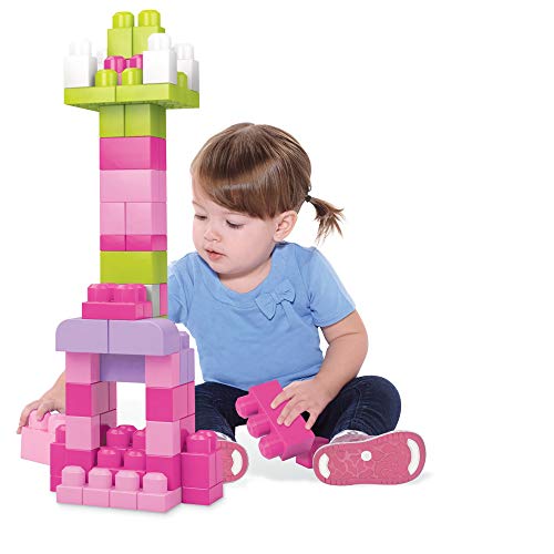 Mega BLOKS Juego de construcción Big Building Bag con 60 Bloques de construcción Grandes y Coloridos y 1 Bolsa de Almacenamiento, para niños de 1 año en adelante, Modelo Surtido, DCH54