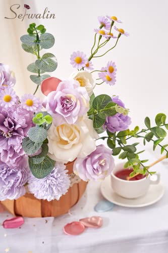 Serwalin Artificial Flowers Silk Flowers Wedding Cake Flowers Purple Fake Flowers For Diy Wedding Bouquets Centerpieces Arrangements Baby Shower Cake Home Decor #TOP7