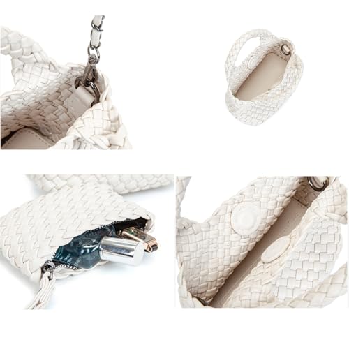 Mini Women's Handmade Woven Tote with Small Wallet Small Size Fashion Bright Color Vegan Leather Casual Tramp Crossbody Bag4