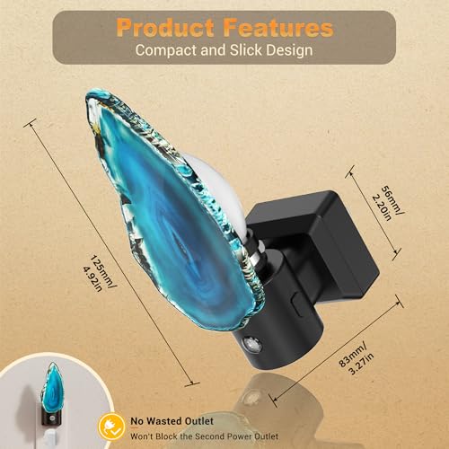 Image of JandCase Night Lights Plug into Wall, 2 Pack Agate Night Light | Dimmable Night Light Aesthetic Crystal, Dusk to Dawn Sensor Healing Stone Agate Decorative Nightlight Home Living Room