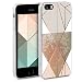 Produktbild kwmobile Hülle kompatibel mit Apple iPhone SE (1.Gen 2016) / 5 / 5S - Handyhülle Silikon Case - Glory Dreieck Beige Rosegold Weiß