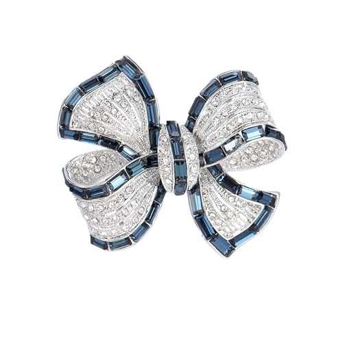 Image of YeapYeap Bow Brooches for Women Girl - Austrian Rhinestone Scarf Pin for Ladies Wedding Bouquet Broach for Birthday, Christmas, Anniversary(Silver)