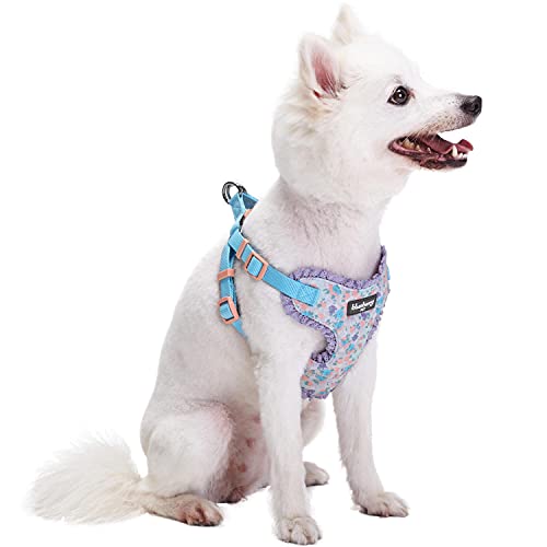 Blueberry Pet Soft & Comfy Made Well Lovely Floral No Pull Mesh Dog Harness Vest in Lavender, Chest Girth 17.5"-21", Small, Adjustable Harnesses for Dogs