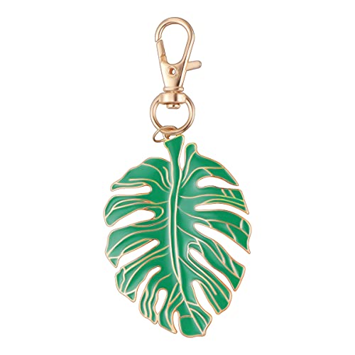 Amosfun Chaveiro de folha de palmeira tropical, chaveiro de folha verde, chaveiro de festa tropical,
