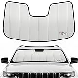 2022-2026 Grand Cherokee Windshield Sun Shade Compatible for 2022-2026 Jeep Grand Cherokee Upgraded 6 Layers Accordion-Folding Front Sun Visor with Storage Bag