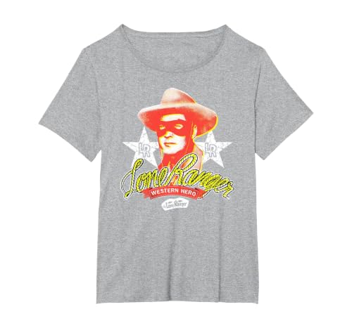 The Lone Ranger Vintage Western Hero Portrait T-Shirt, Women's Plus, Heather Grey, 5X