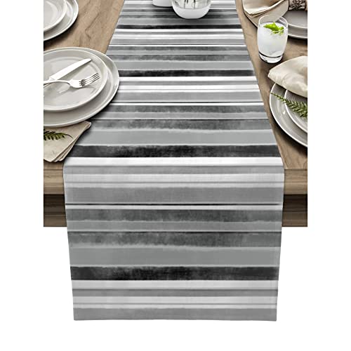Chemin de table rayures gris HGCHH 33x178cm pour decoration