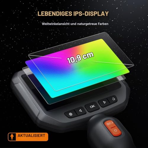 DEPSTECH Endoskopkamera mit Licht, 1080P Dual Lens Inspektionskamera mit 4,3 Zoll IPS Bildschirm...