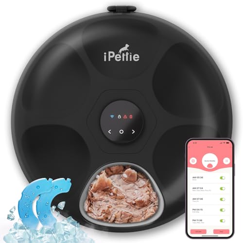iPettie Donut Frost WiFi 6 Meal Automatic Cat Food Dispenser with App Control, Dry & Wet Food Automatic Cat Feeder, Smart Dog Feeder with Two Ice Packs, Programmable Timer by iPettie - Used condition - US$52.49