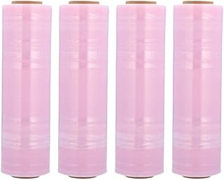 PSBM Anti-Static Stretch Wrap, 192 Pack, 18 Inch x 1500 Feet, 80 Gauge, Pink, Down Gauge Large Plastic Cling Film for Pallets Moving Storing
