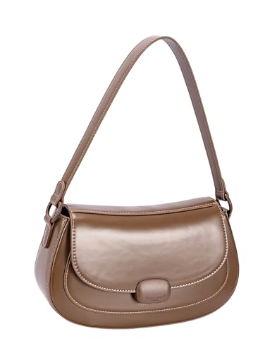 David Jones - Bolso de mano para mujer de la ciudad - Bolso de piel sintética liso - Talla pequeña - Chic Elegante Noche, Cocoa Brown
