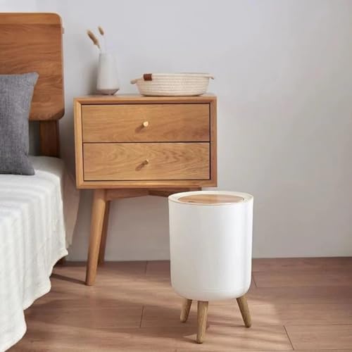 Trash can7Liter/1.8 Gallon Garbage can with Press top LidNordic Modern Waste BasketPlastic Trash bin Suitable for Kitchen Bathroom Bedroom Living Room Office OutdoorDog Proof Trash can (C)